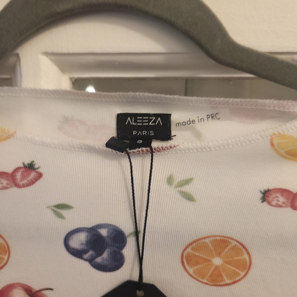 Aleeza Chic Abby Multicolor Fruit Design Long Sleeve Top - Picture 2 of 8